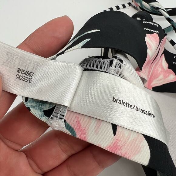 Victoria’s Secret PINK Bonded Bralette Floral Striped Cross Back Bra Size Small - Picture 3 of 7